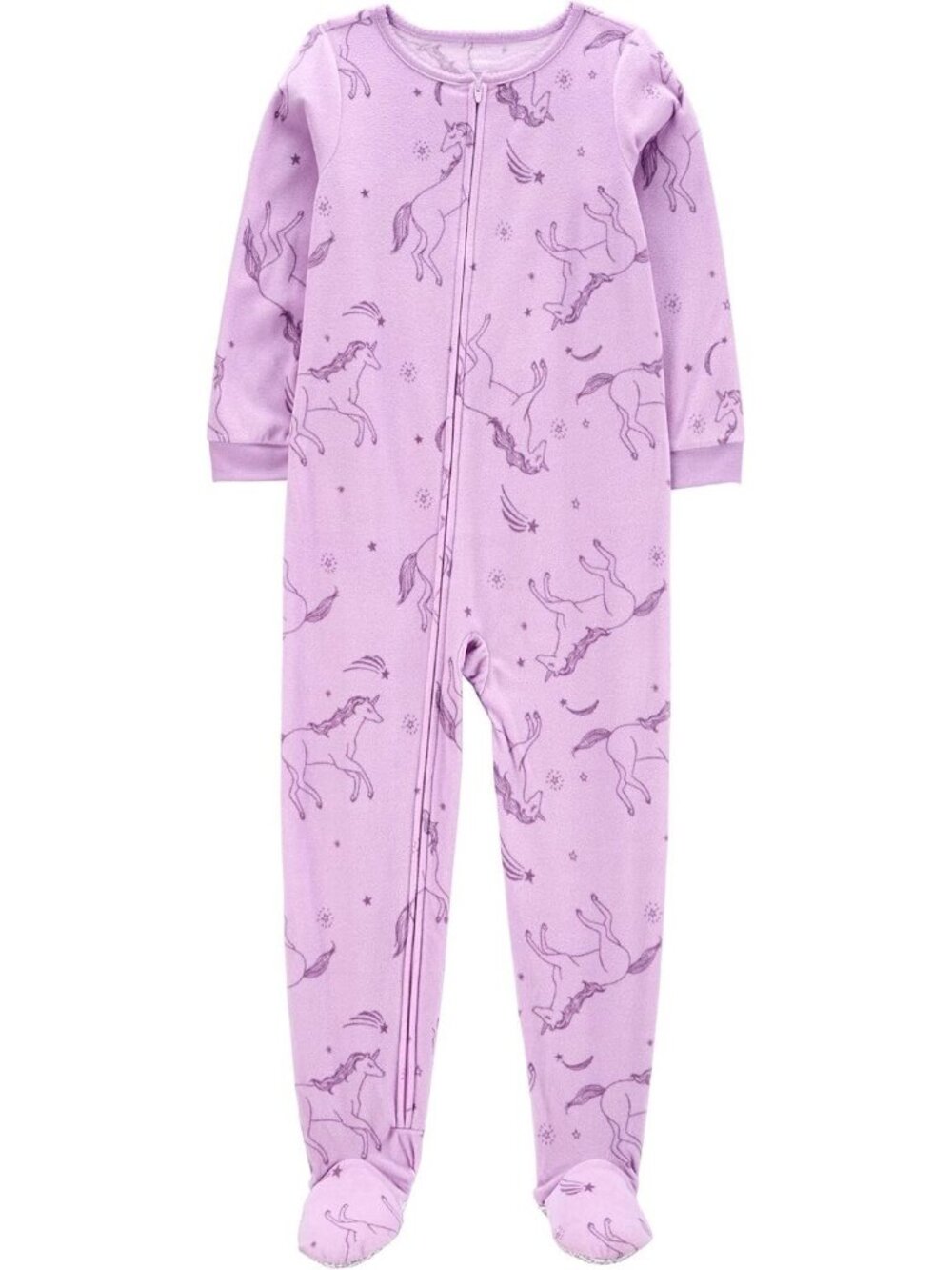 Girls Fleece Unicorn PJs Pajama One Piece Footed Sleeper Zip Cozy Winter 6